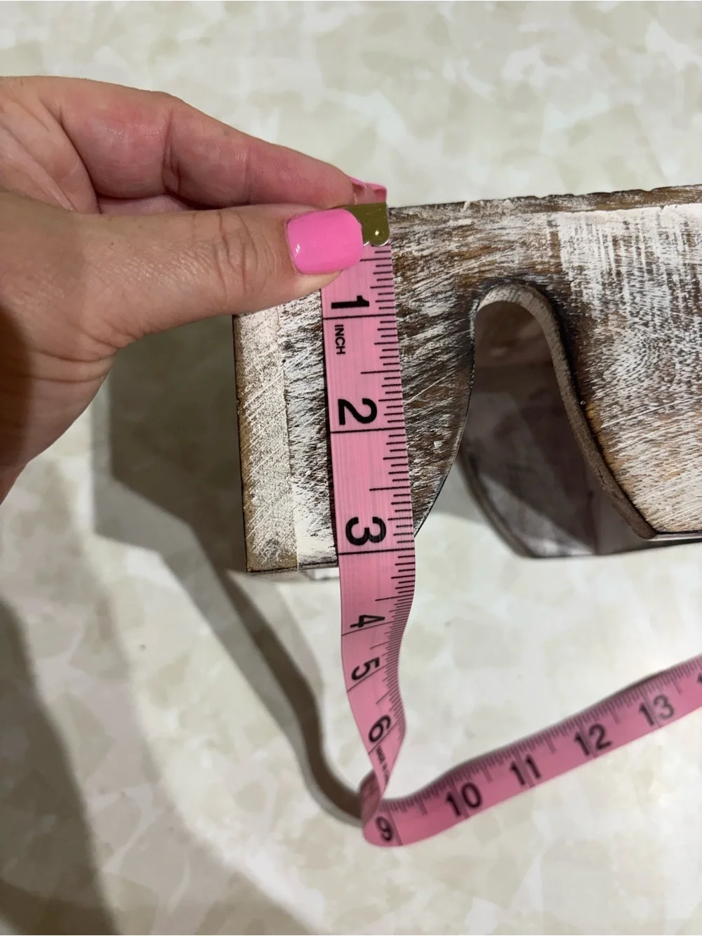 Rustic Carved Wooden Coaster Holder - Whitewashed Brown